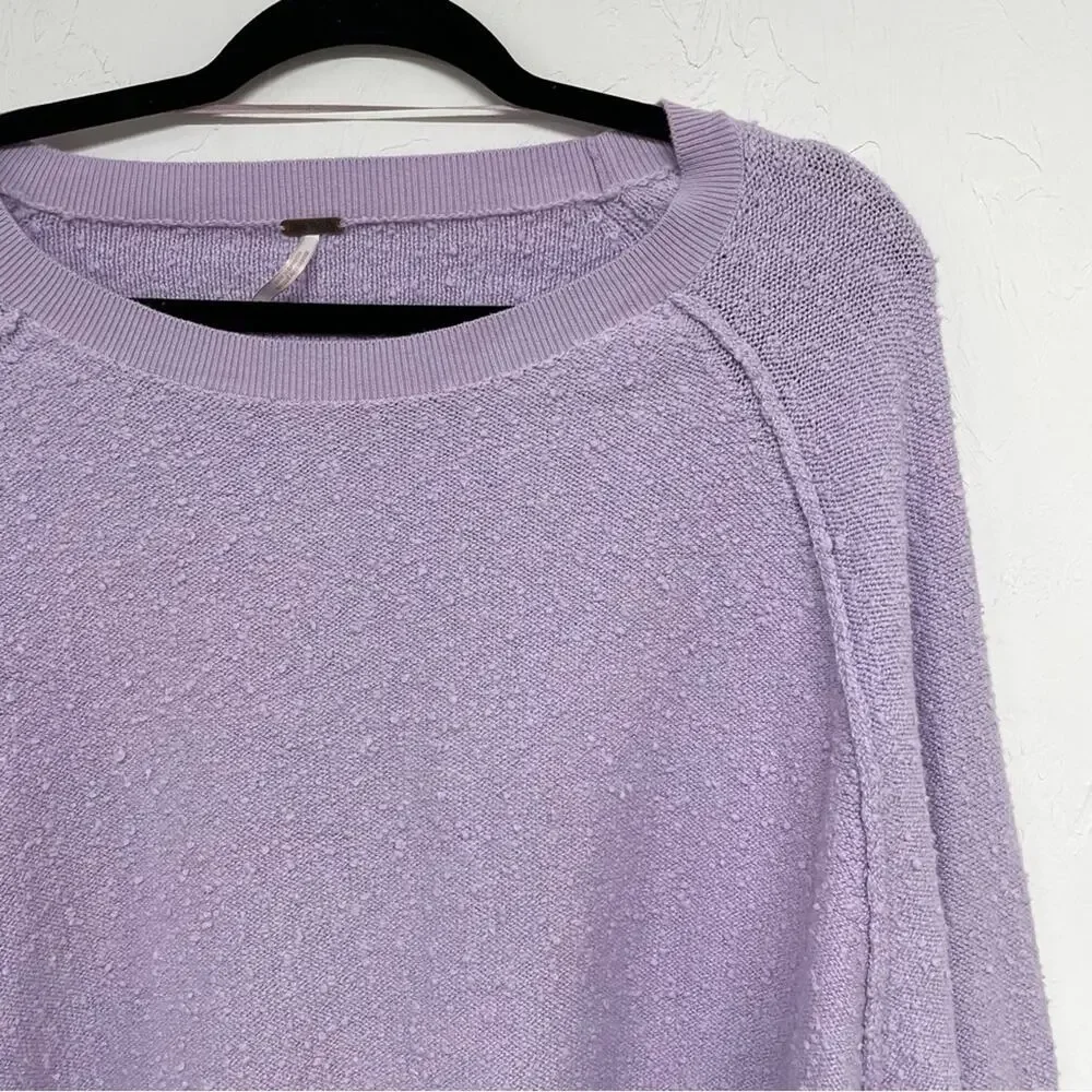 Free People Lavender Purple Popcorn Balloon Sleeve Sweater Womens S Fall Boho
